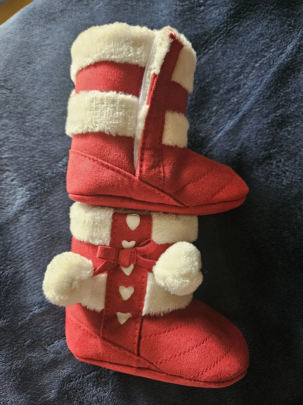 Cozy Red and Cream Kids' Plush Booties